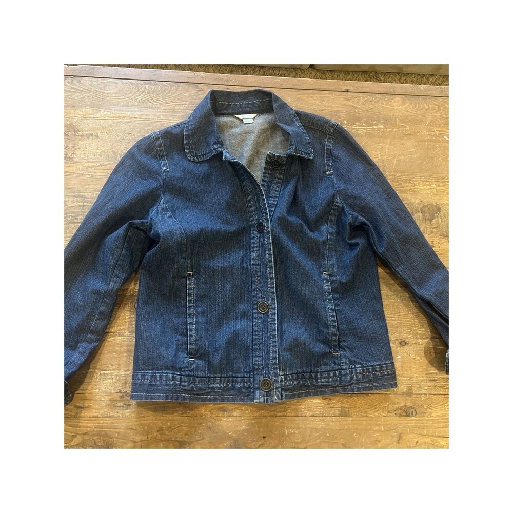 Christopher & Banks Women’s Button Up Blue Denim Jeans Light Jacket Stretch Sz S